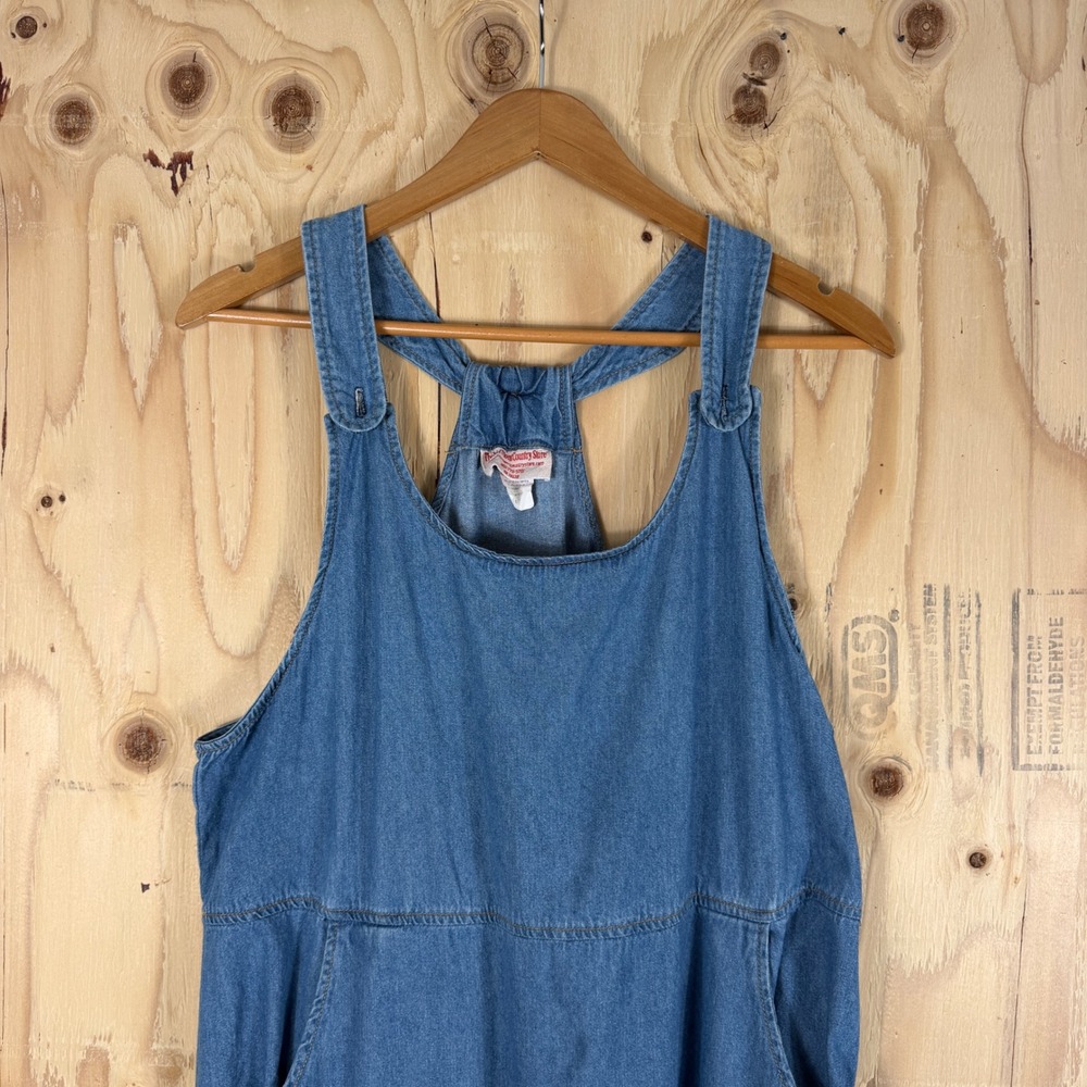 Vintage 90's The Vermont Country Store blue chambray jumper dress maxi women's L